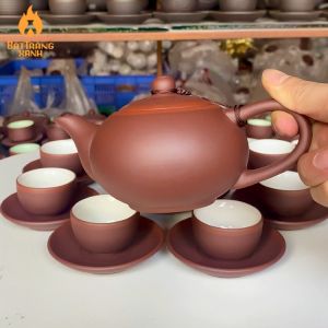 Bộ Ấm Tử Sa Bát Tràng - Bộ Bình Trà Nhật Nguyệt Men Trắng (có video hình ảnh thực tế) - Nghệ Nhân Vương Mạnh Tuấn