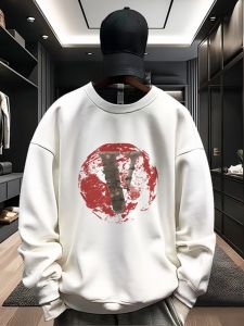 เสื้อสเวตเตอร์คอกลมพิมพ์ลายแฟชั่นสำหรับผู้ชาย ทรงหลวม ฤดูใบไม้ร่วง/ฤดูหนาว สไตล์ฮ่องกง ลำลอง น้ำหนักเบา คอกลม แฟชั่น