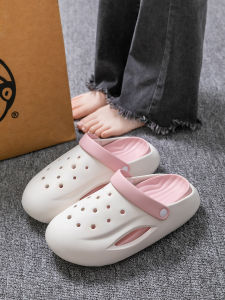 Summer 2025 Womens Thick Bottom Hole Shoe Outdoor Beach Sandals Increased Height Slippers Simple Style EVA Material Home Shoes