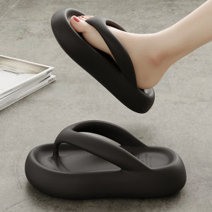 Black Thick Heel Sandals Womens Outdoor Summer Fashion Popular Heightening Foot Strap Beach Slippers Women Comfortable EVA