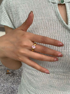 French Vintage Gemstone Ring Women S925 Sterling Silver Designer Luxury Heavy Work High End Pigeon Egg Shape Fashion Jewelry