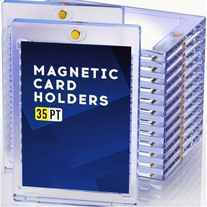 10 Pieces of 35Pt Clear Magnetic Card Storage Boxes Hard Plastic Storage Boxes Uv-Resistant Acrylic Magnetic Card Holders Top Magnetic Closure Suitable for Baseball Cards Ideal for Collectors and Players Baseball Display Box