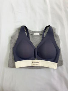 Calnikean Bra ไม่มีรอยต่อพร้อมถ้วยคงที่วัสดุไนลอนฟองน้ําแม่พิมพ์ถ้วยซับบางสําหรับคนหนุ่มสาวเซ็กซี่ V-Shape ชุดชั้นใน