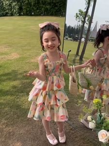 Sleeveless Floral Baby Girl Skirt Clothes Children Sleeveless Summer Dress Simple Casual Style All-match Fashion Kids Clothes Long Dresses for 4 5 6 7 8 9 10 11 12 years old