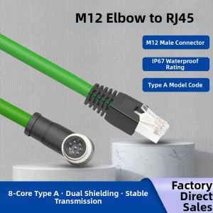 Gzvich | Bend L-Type D-Code Male M12 to RJ45 Industrial Ethernet Cable