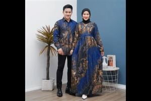 Batik Couple Pasangan Atasan Panjang Gamis Sepasang Kemeja Lengan Panjang Suami Istri Modern I