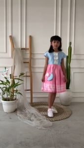 Two Mix Dress Anak Perempuan - Baju Anak Perempuan Fashion Gratis Tas Anak Usia 1-12 Tahun 4256