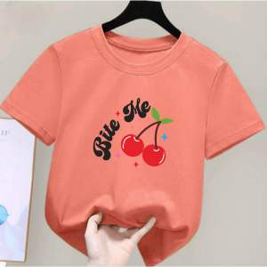 Atasan lengan pendek cherry anak perempuan usia 2-10thn kaos oblong anak cewek motif cherry
