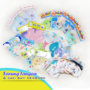 1 Set Sarung Tangan & Kaki Bayi Baru Lahir Polos dan Motif