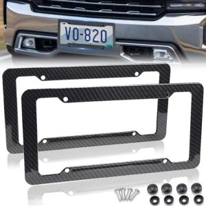 31.2*16cm Car License Plate Frame Plastic Abs Carbon Fiber Pattern Universal Car License Plate Frame with Standard Screw Kit