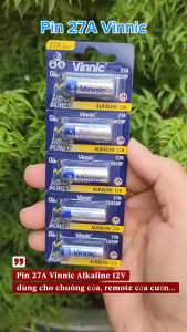 Vỉ 5 viên pin 27A / A27 VINNIC L828F 12V dùng cho remote chống trộm cửa cuốn chuông cửa