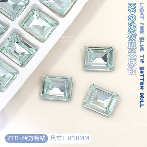 Frosted Light Pink Blue K9 Nail Drill Internet Famous New Square Sugar Pigeon Egg Sharp Bottom Large Drill Huazhi Nail Jewelry