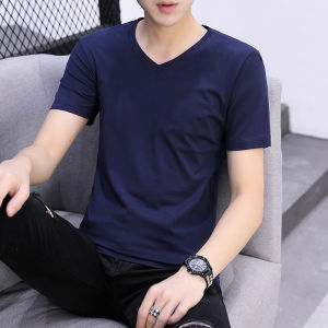 HKRUT | Cotton V-Neck Slim Fit Fashion T-Shirt
