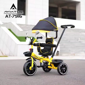 Aviator Sepeda Roda Tiga Anak AT7916 Dengan Musik Multifungsi Dorongan & Kanopi Keranjang Depan Nyaman Anti Selip