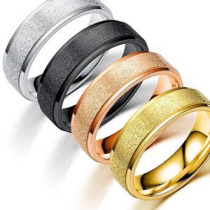 Newest 6MM Stainless Steel Frosted Ring Simple Personality Wedding Engagement Ring For Fashion Women Men Jewelry Gift