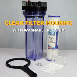 Water Filter Clear Housing with Pleated Filter 10" Slim Type