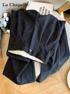 Quần Ống Rộng La Chapelle Màu Xám Len Nữ Thu Đông 2025 Phong Cách Mới Rộng Rãi Dày Dặn Quần Ống Rộng Sakamoto
