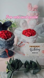 Rabbit Ears Cutie Rose Flower Bouquet for Mother Teacher  Valentine  Anniversary  Birthday  Christmas Graduation Gift.