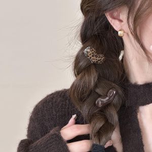 Café Brown Leopard Print Hair Clips Side Bangs Duckbill Womens Fashion Hair Accessories Hairpins Stylish Hair Decorations