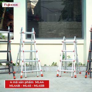 Thang nhôm gấp trượt chữ A 5.1M Nhập Khẩu đa năng chống trượt BLACK FUJIHOME thang gấp rút 5 bậc có khóa an toàn Multi Purpose Ladder