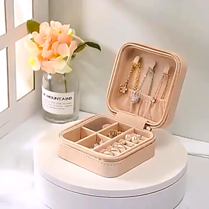 Jewelry Box Travel Portable PU Leather Organizer Zipper Necklace Earrings Rings Bracelet Kotak Simpan