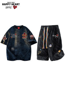 CHARLES JANGS HAPPY HEART | American Tie-Dye T-Shirt and Shorts Set