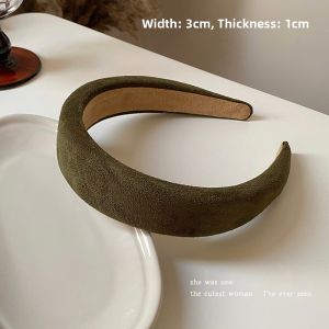 Brown Plaid Hair Clip Headband Womens Wide Edge Sponge Pressed Hair Band High-End Sensation Elegance Hair Ties Vintage Hair Accessories