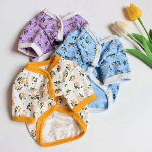 DY Loving Ins สไตล์สุนัขคาร์ดิแกนสดสุนัขเสื้อดอกไม้บางระบายอากาศยืดหยุ่น Hemmed แมวเสื้อ