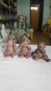 Tượng Tam Không ( bộ 3 tượng) Không nghe không thấy và không nói trang trí để xe ô tô cao: 10cm.