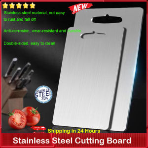⭐️【Local warehouse+COD】⭐Titanium Cutting Board100% Pure Taima Titanium Cutting Board Titanium Cutting Boards for Kitchen 304 Stainless Steel Food Grade Cutting Boards Meat Fruit Vegetables HygienicDurable(34X23cm)