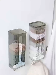 Hộp đựng tất vớ đồ lót khăn quần áo dán tường kệ đựng trong suốt có móc treo đa năng Easy Stuff