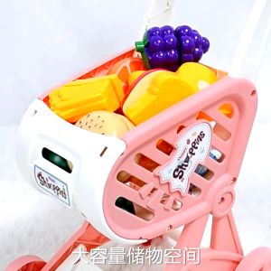 Shopping Cart Toy Baby Fruit and Vegetables Hand Cart Toy Package Childrens Play House Simulation Supermarket Boys Girls Gift