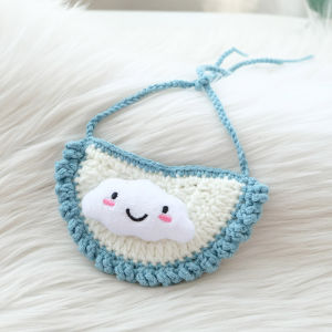 Festive Pets Saliva Towel Cartoon Cute New Year Cat Dog Bib Hand-Woven Teddy than Panda Dress up