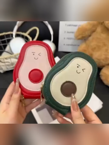KW SHOP ID Card Holder PU Leather Cartoon Avocado Mini Card Wallet High Quality Large Capacity