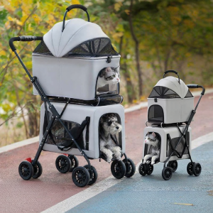 Double Layer Pet Stroller Portable and Foldable
