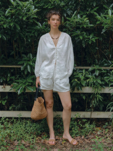 SHEITAOZI | Autumn Loose White Tied Linen Shirt