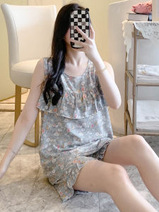 Summer Cotton Silk Sleepwear Womens plus Size Anti-Bulge Home Clothes Sweet Girl Middle High School Student Set Thin