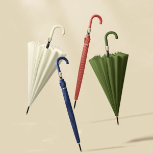 16ร่ม Bone กอล์ฟด้ามโค้งร่มยาวร่มกันลมสุดๆกันฝนสองชั้นร่มดีไซน์ทางการร่มบานออกดอกในแสงน้ำเด็กผู้หญิง