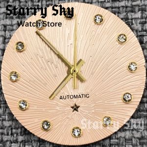 Starry Sky 24.5mm Diamond Index Star Decoration Watch Dial With Green Luminous Watch Hands Fit For NH05 Movement Watch Accessory