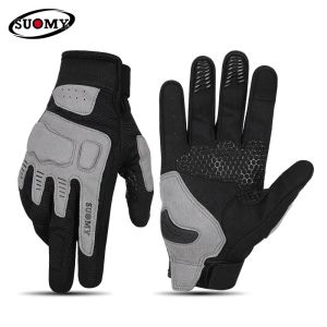 SUOMY Summer Breathable Full Finger Racing Motorcycle Gloves Men Women High Quality Size XXL Black Wearable Moto Bike Gloves