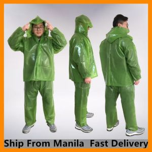 #922 GREEN Titanium Raincoat Rubberized Makapal Kapote Popular Waterproof Raincoat with Pants (FREE SIZE)