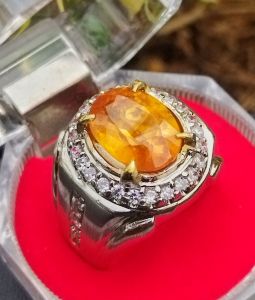 Cincin Batu Natural Orange Sapphire Afrika