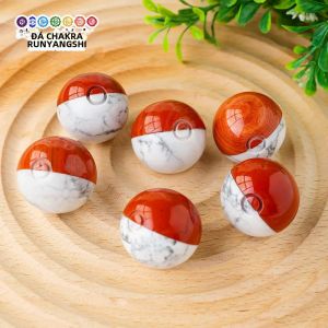 1 Quả Cầu Pha Lê Howlite Jasper Đỏ Tự Nhiên 3cm Quà Tặng Trẻ Em Phong Thủy Chủ Đề Tình Yêu Trang Trí