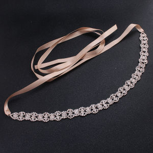 Rose Gold Rhinestone Wedding Dress Belt Crystal Wedding Belts Satin Wedding Accessories Bridal Ribbon Belts
