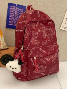 Japanese Style Ins Print Bear Schoolbag: A Minimalist Choice for Girls