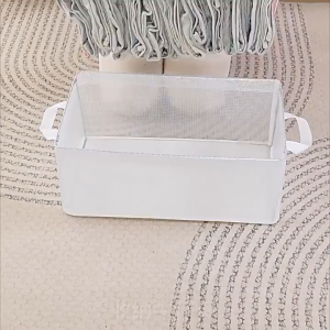 Giỏ Đựng Đồ Gấp Gọn Chữ Nhật 46cm Có Quai Xách Tiện Lợi Hộp Đựng Quần Áo Khung Thép Chất Liệu PVC Đa Năng TIDO TI DO