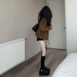 CHANGTONG | Vintage American Style Loose Collar Suede Jacket