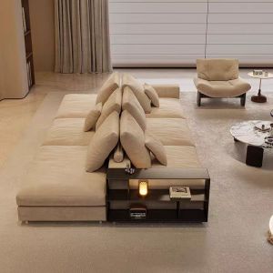 Italian Luxury Double-Sided Sofa Back to Back Large Flat Layer Cream Style Designer Velvet Fabric Combination Sofa
