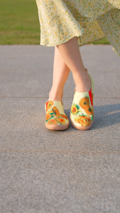 UIN Toledo I Womens Shoes Fashion Retro Sneakers Art Travel Shoes KNITS Comfortable Slip Ons Loafers Sunflower