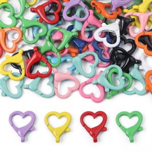 2/5pcs Color Spray Paint Metal Heart Lobster Clasps Key Ring Connector Cute Key Chain Jewelry Making DIY Keychain